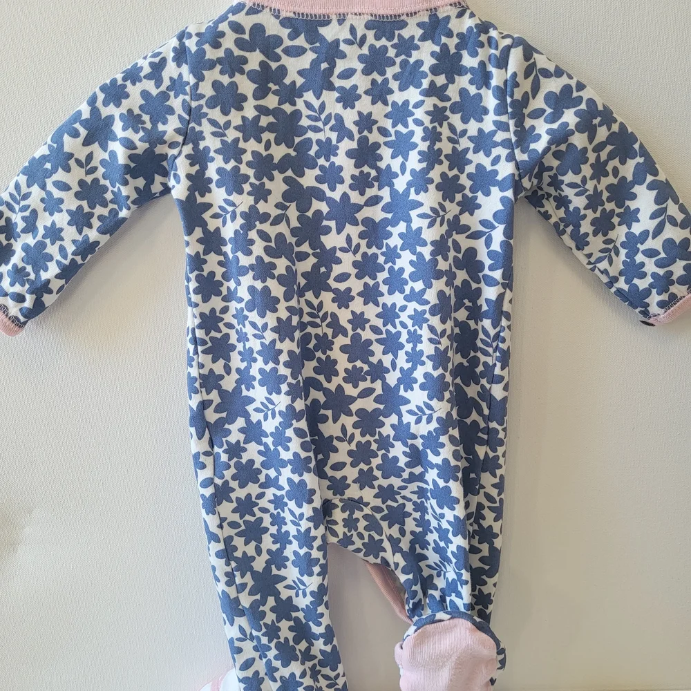 3m Floral Blue and Pink Footed Sleeper
